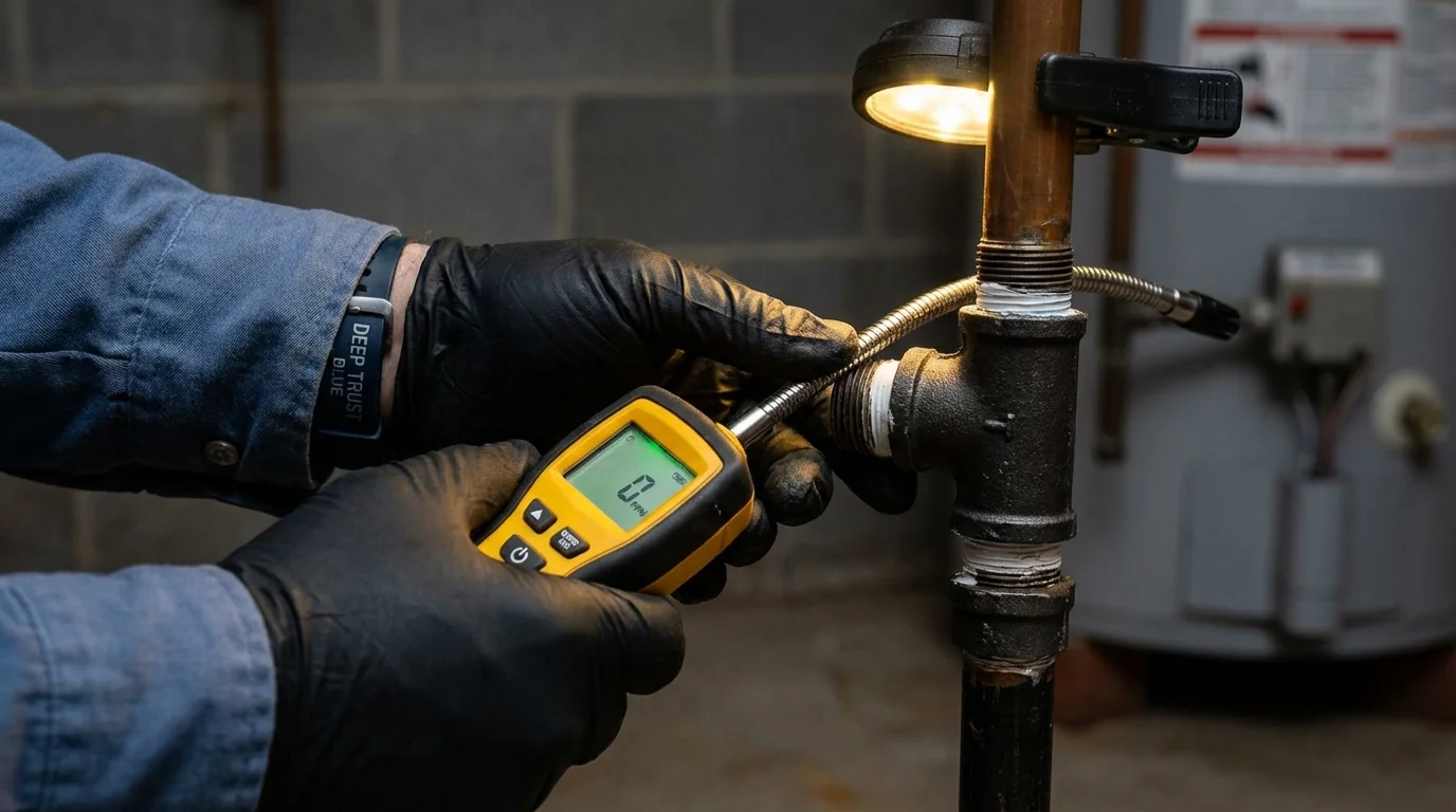 Gas leak detection with electronic sniffer by Johns Plumbing LLC in Riverhead