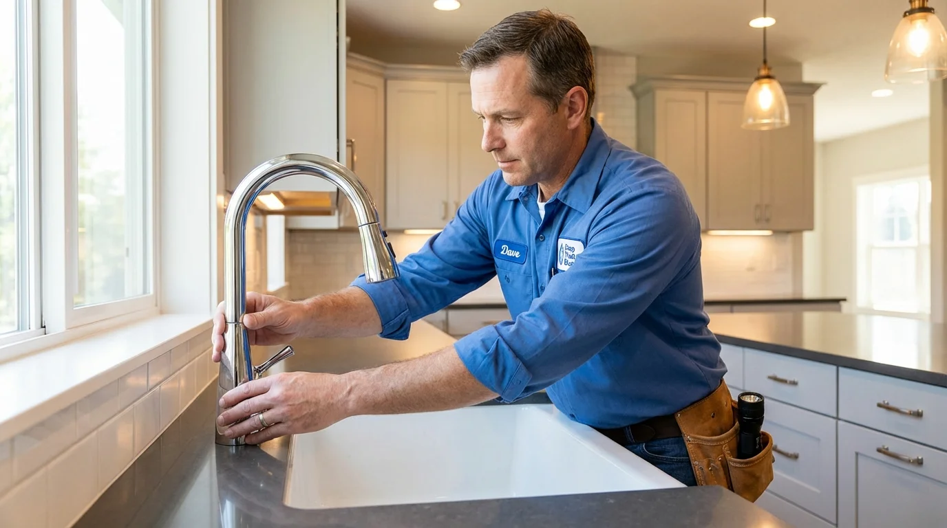 Kitchen faucet installation by Johns Plumbing LLC in Riverhead